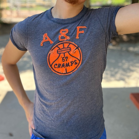 NEW ABERCROMBIE MEN VINTAGE BASKETBALL CHAMPS T SHIRT MUSCLE DISTRESSED COLLEGE - Picture 5 of 16